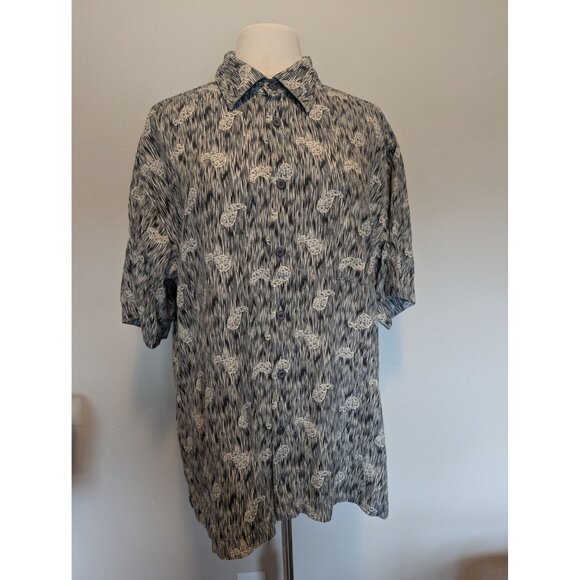 Vintage Silk Mens XL Hawaiian Button-Up Shirt Palm Tree Print - Picture 1 of 3